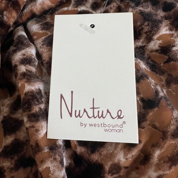 Nurture by Westbound Woman Velvet Maxi Dress 2X Brown Animal Print High Low Hem - Picture 9 of 10